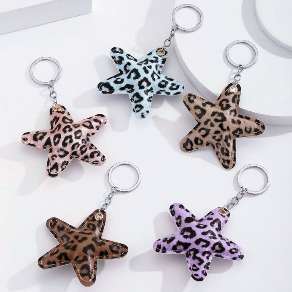 C-13 Leather Star Heart Keychain (color dots