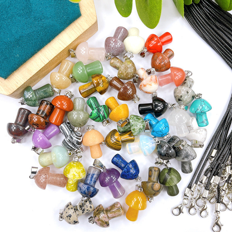 P-10 Crystal Mushroom Pendant(color dots)