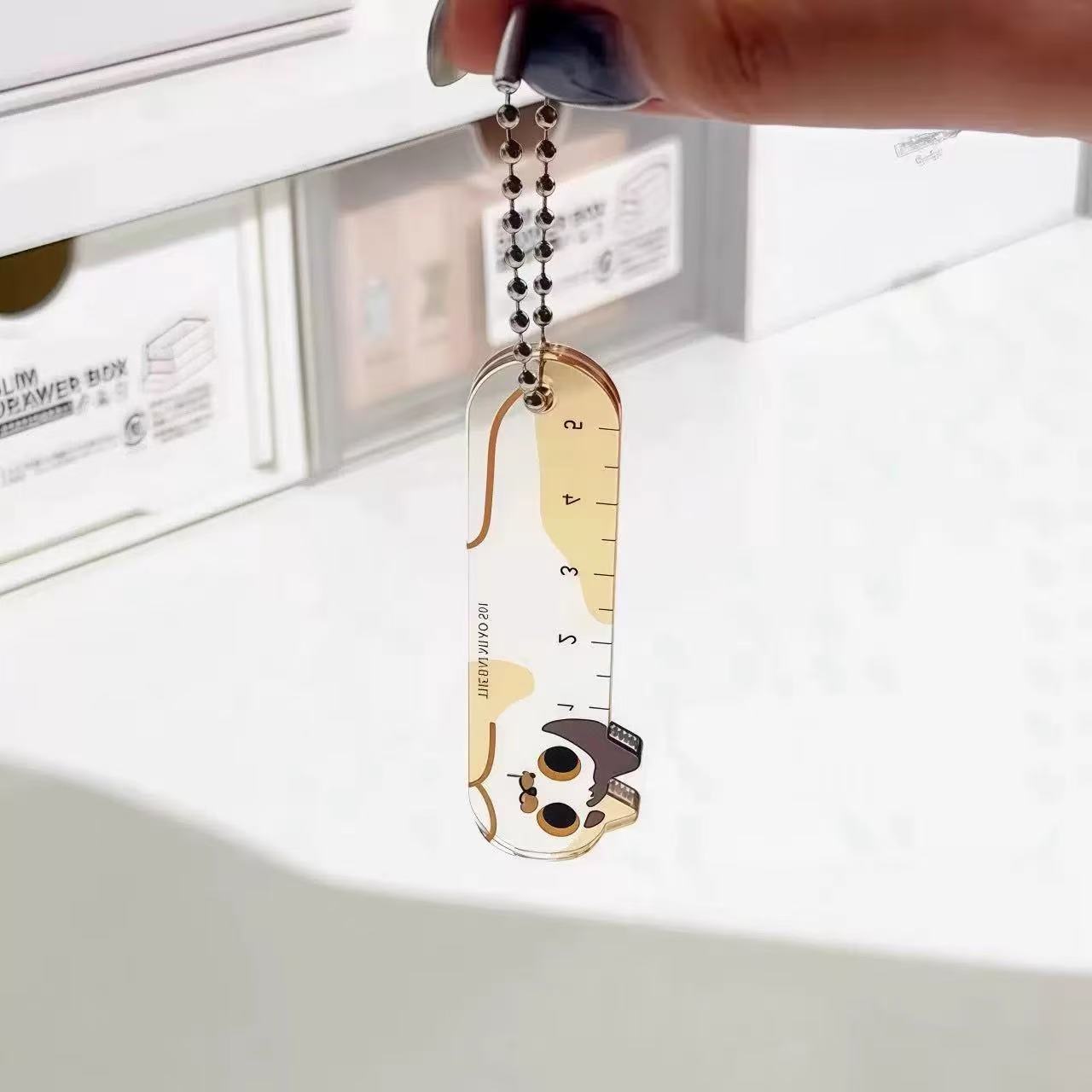 C-26 Cat Ruler Keychain (color dots