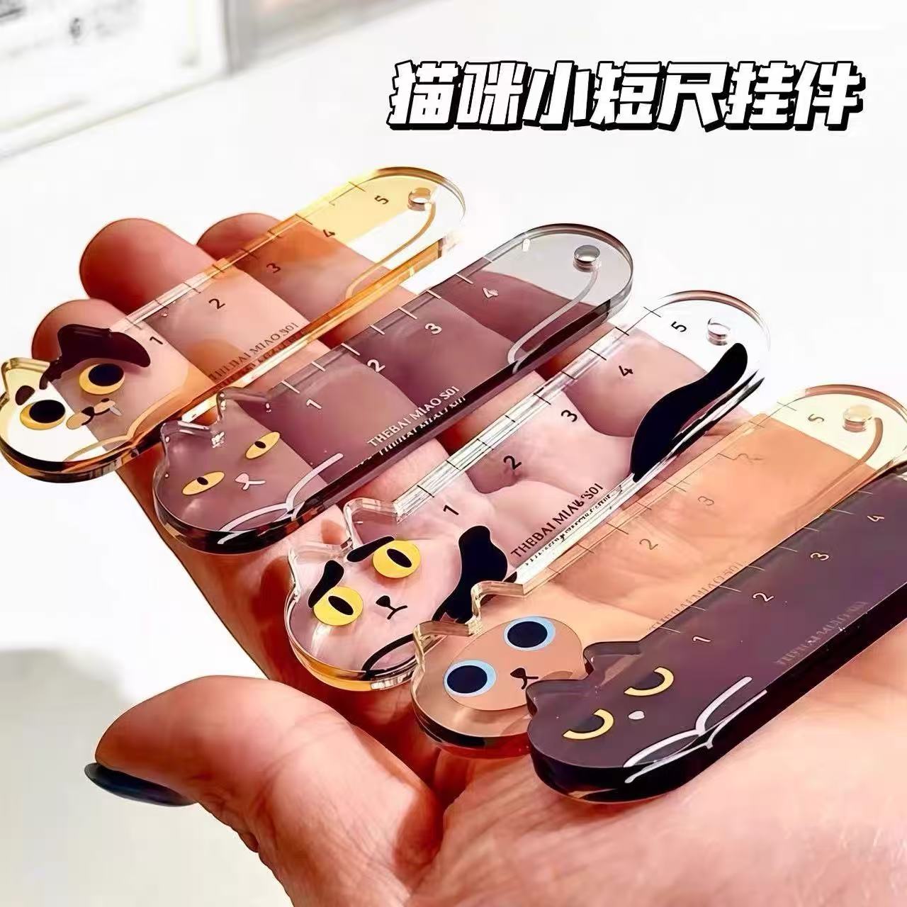 C-26 Cat Ruler Keychain (color dots